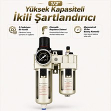 Otomatik Boşaltmalı Ikili Hava Şartlandırıcı Kompresör Filtre Regülatör Yağlayıcı Manometreli Frl