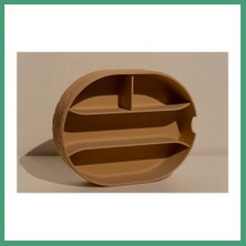 S'82 3D Baskı Bölmeli Çok Amaçlı Organizer Banyo ve Masa Üstü Düzenleyici Oval Kutu 22X17 cm Bej BZS82