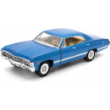 Kinsmart 1:43 1967 Chevrolet Impala Çek Bırak Metal Model Araba, Açılabilir Kapılı Klasik Araç KT5418D, Mavi