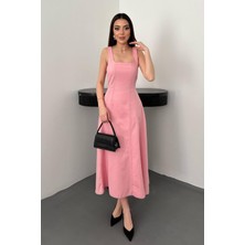 Orden Yaşam Pembe Çift Dikişli Gabardin Elbise - Pembe
