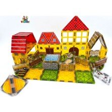ToyznKidz 65 Parça Çiftlik Evi Temalı Manyetik Yapı Blokları Eğitici Oyun Seti Yapılar İçin