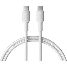 Remorax Type C-C Power Delivery Hızlı Şarj Kablosu, Beyaz Kablo, Beyaz/beyaz Uçlar (150 Cm)