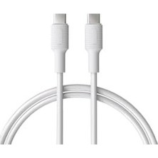 Remorax Type C-C Power Delivery Hızlı Şarj Kablosu, Beyaz Kablo, Beyaz/beyaz Uçlar (120 Cm)
