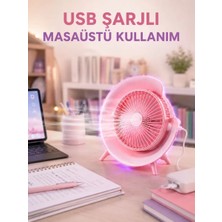 Gece Lambası Özellikli Şarjlı Mini Masaüstü Fan Midastech