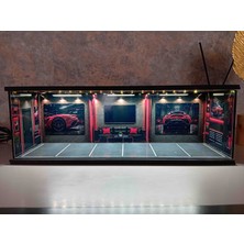 Standes Pleksi Kapaklı USB Işıklı 1.64 Ölçek Diorama Garaj Stand