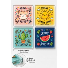 Gökçeoğlu Cam Bardak Altlığı | Stay Cool | 4'lü Takım | 10CM x 10CM