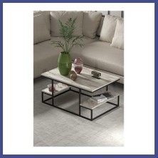 Canbia Deluxe Raflı Orta Sehpa Ekru Kahy