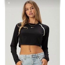 Nike Sportswear Women's Tight Long-Sleeve Cropped Top Uzun Kollu Siyah Kadın Crop T-Shirt IF0338-010