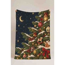 Luvis Store Christmas Pine Yılbaşı Çam Ağacı Desenli Çok Amaçlı Polar Battaniye & Örtü