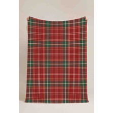 Luvis Store Tartan Plaid Kırmızı-Yeşil Ekose Desenli Çok Amaçlı Polar Battaniye & Örtü