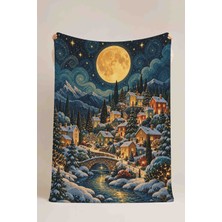 Luvis Store Starry Village Yıldızlı Kasaba Yılbaşı Desenli Çok Amaçlı Polar Battaniye & Örtü