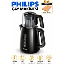 Philips 1700W 1,9 L Cam Demlikli Siyah Çay Makinesi Kesme Tahtası Hediyeli