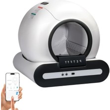 Siyah Akıllı Kedi Tuvaleti Kum Kabı - Ultra Sessiz ve App Kontrolü ile