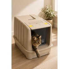 Büyük Boy Kapalı Kedi Tuvaleti, Filtreli ve Kürek Hediyeli