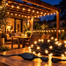 CoverZone 10 Metre Birbirine Eklenebilir Dış Mekan LED Zincir Aydınlatma, Gün Işığı, Sağlam Siyah Kablo, Bahçe Balkon Teras Işığı, L26