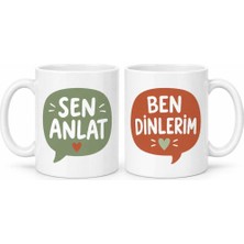 Bin1çeşit Sen Anlat Ben Dinlerim 2'li Porselen Kupa Seti - Model 310
