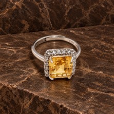 Zaa Kadın Baget Kesim Sitrin Gümüş Yüzük