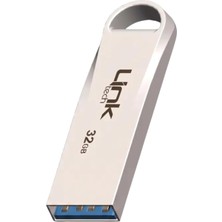 Str Store Link Tech 32 GB USB Flash Bellek, Metal Gövdeli Taşınabilir USB Bellek, USB 3.0/2.0 Uyumlu, 25 Mb/s Okuma Hızı, Suya ve Darbeye Dayanıklı Flash Disk, Gümüş