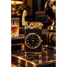 İlkyaz Fashion If Siyah Gold Saatli Çakmak Mavi LED Işıklı Jet Alevli Özel Tasarım
