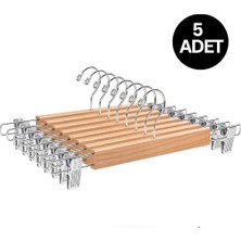 5 Adet Elbise Askısı Ahşap Askılık Mandallı Kıyafet Askısı Etek Askısı Mandallı Pantolon Askısı
