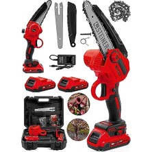 Alman 198 Vf 10 Ah 25 cm Bakır Sargılı Akülü Dal Kesme Budama Testere Bıçkı Makinesi Kırmızı