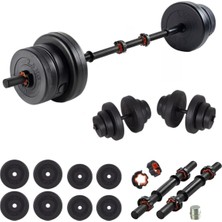 Happy Trend 32 kg Multifonksiyonel Halter Seti ve Dambıl Seti Ağırlık Fitness Seti