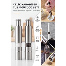 Happy Trend 2'li Karabiber Tuz Öğütücü Profesyonel 304 Paslanmaz Çelik Manuel Baharat Değirmeni 720252