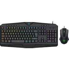 T-Dagger TS010, 2 In 1 Combo, USB Kablolu, Türkçe Q, Rgb Backlight, Membran Tuşlar, Multimedya Gaming Klavye ve  7.200DPI, Kablolu Mouse Set