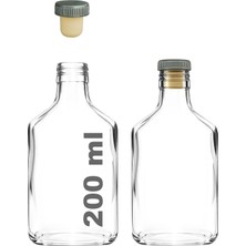 Happy Trend 200 ml Yassı Şeffaf Cold Brew Şişesi Tıpalı 200 cc Soğuk Kahve Cam Şişe 2 Adet (Sentetik Gri Tıpa)