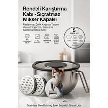Happy Trend Amaçlı Rendeli Paslanmaz Çelik Karıştırma Kabı - Sıçratmaz Mikser Kapağı ve Saklama Kasesi 4.5l 723130