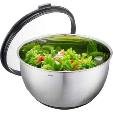 Happy Trend Paslanmaz Çelik Kase Muovo - 4,5 L Karıştırma Kabı, Kapaklı ve Silikon