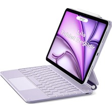 Ipad Air 11 2026 8.nesil M4 Çinli Için Uyumlu Touchpad Case Magic Keyboard Aydınlatmalı Klavyeli Tablet Kılıfı (Beyaz)