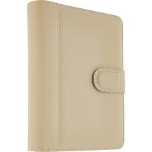 Happy Trend 2027 Yılı Premium Tasarım Hediyelik Organizer Ajanda A5 4 Halkalı 15X21 4 Delikli Tarihli Çizgili Ajandalı Vegan Deri 19,5X23 Cm. Bej