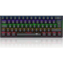 T-Dagger T-TGK321-LIT, Arena Lıte, USB Kablolu, Türkçe Q, Rainbow Backlight, Red Mekanik Switch, 61 Tuşlu, Gaming Klavye (Siyah)