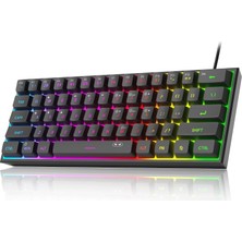 TemmuzX Mini%60 Oyun Klavyesi, Rgb Arkadan Aydınlatmalı 61 Anahtar Ultra Kompakt Klavye, TS91 Ergonomik Su Geçirmez Mekanik Hissetme Ofis Bilgisayar Klavyesi,