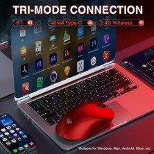 Happy Trend SC900 Max PAW3950 Sensör 30000 Dpı 8000Hz Kablolu ve Kablosuz Gaming Oyuncu Mouse Kırmızı