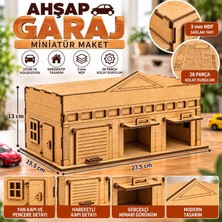 TemmuzX Alg Wood Design Ahşap Garaj Maketi, 26 Parça, 27,5 × 15,5 × 13 Cm, 3 mm Mdf Mini Oto Garajı