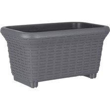 TemmuzX HB01 Hasır Balkon Saksı Tabaklı 33CM, 6.5 Litre Antrasit