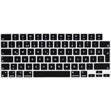 Happy Trend Macbook Air 13.6inç 2022 M2 A2681 ile Uyumlu Q Klavye Koruyucu Silikon Ped Siyah