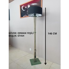 TemmuzX Ahşap Lambader Orman Yeşili Gövde Köşe Lambası Siyah Başlık