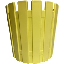 TemmuzX Sarı Plastik Çit Tasarımlı Saksı, Dekoratif Bahçe Saksısı, Modern Stil 16X15 cm