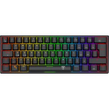 T-Dagger T-TGK317RGB, Verde, USB Kablolu, Bluetooth, Türkçe Q, Rgb Backlight, Red Mekanik Switch, 61 Tuşlu, Gaming Klavye
