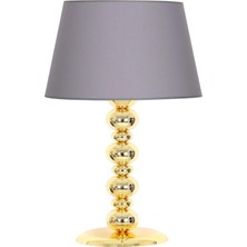 TemmuzX Gold Kaplama Blanc Metal Abajur - Gold Şeritli Mataro Vizon VNR0606GBLNC021