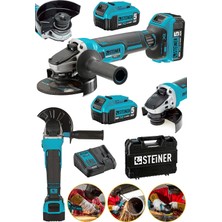 TemmuzX Alman 88 V 5AH Devir Ayarlı Akülü Kömürsüz Sprel Taşlama Makinesi Elektronik Şarz Göstergeli Çantalı - ST0518R215400384
