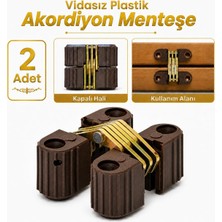 TemmuzX (2 Adet) Plastik Akordiyon Menteşe Vidasız Gizli Gömme Dolap Kapak Katlanır Masa Menteşesi