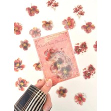 TemmuzX Vintage Romantic Floral Altın Yaldızlı Kırmızı Çiçekler 20 Adet Sticker Seti/etiket/çıkartma