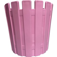 TemmuzX Plastik Saksı, Pembe Renk, Çit Desenli, Iç ve Dış Mekan Kullanımı Için Dekoratif Çiçek Saksısı 16X15 cm