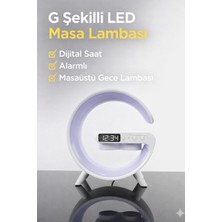 TemmuzX G Şekilli LED Masa Lambası Dijital Saatli Alarm Özellikli Dokunmatik Kontrol
