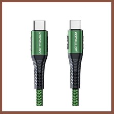 Bezos Konfulon DC43 Type-C To Type-C 1m Örgü 60W Hızlı Şarj Kablo - Yeşil Dry