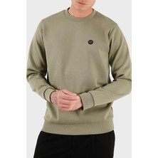 Erkek Düz Model Bisiklet Yaka Uzun Kol Haki Sweatshirt 50520302-245